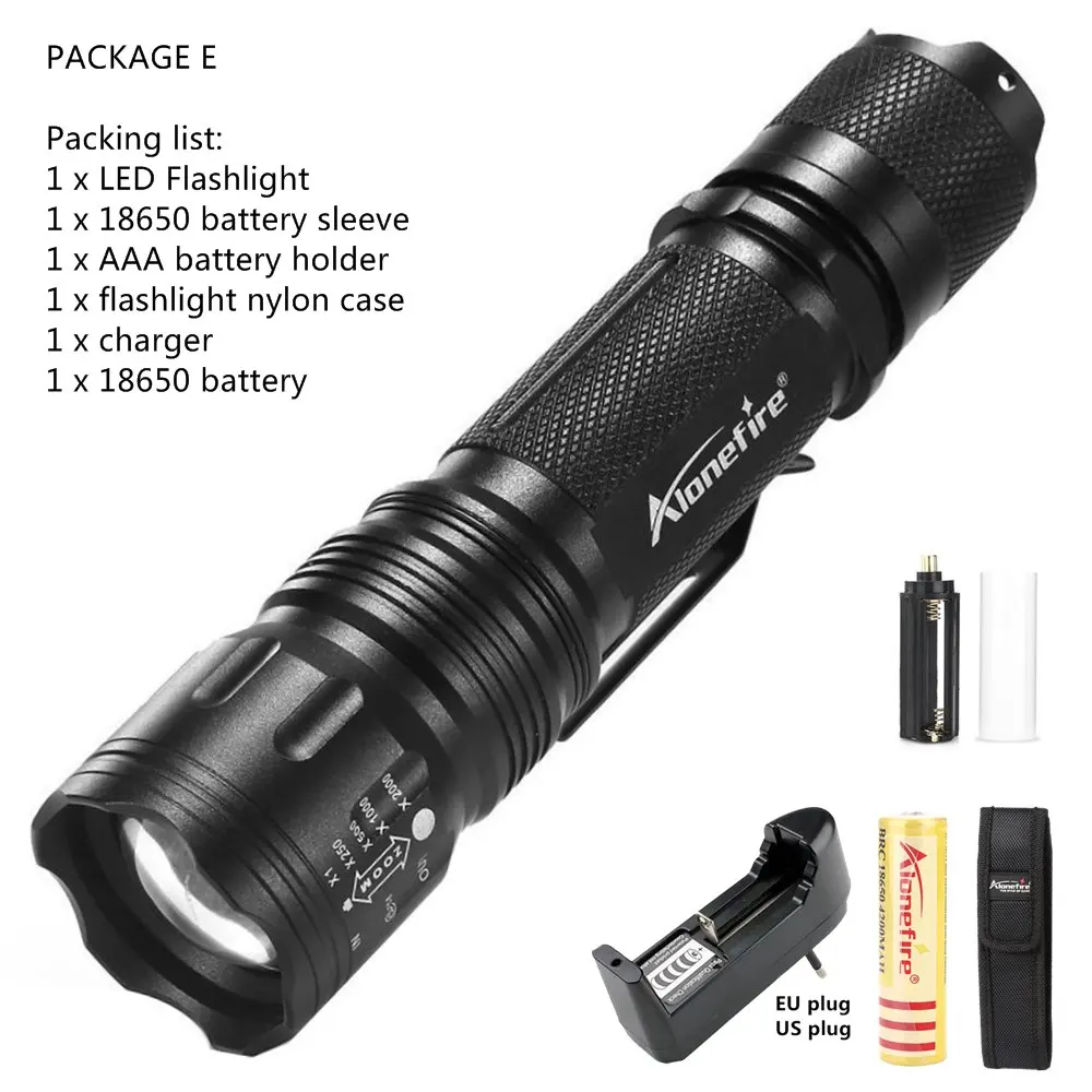 PACKAGE E AloneFire TK105 высокомощный светодиодный фонарик XP-L V6 масштабируемый водонепроницаемый рабочий патруль ручной фонарь туристический походный альпинистский фонарь - Испускаемый цвет: PACKAGE E