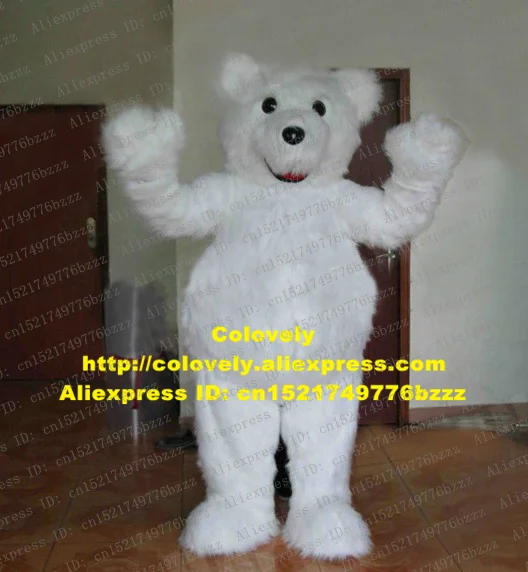 Холодный Белый Медведь Полярный Sea Bear Ursus Maritimus костюм талисмана с черным круглые