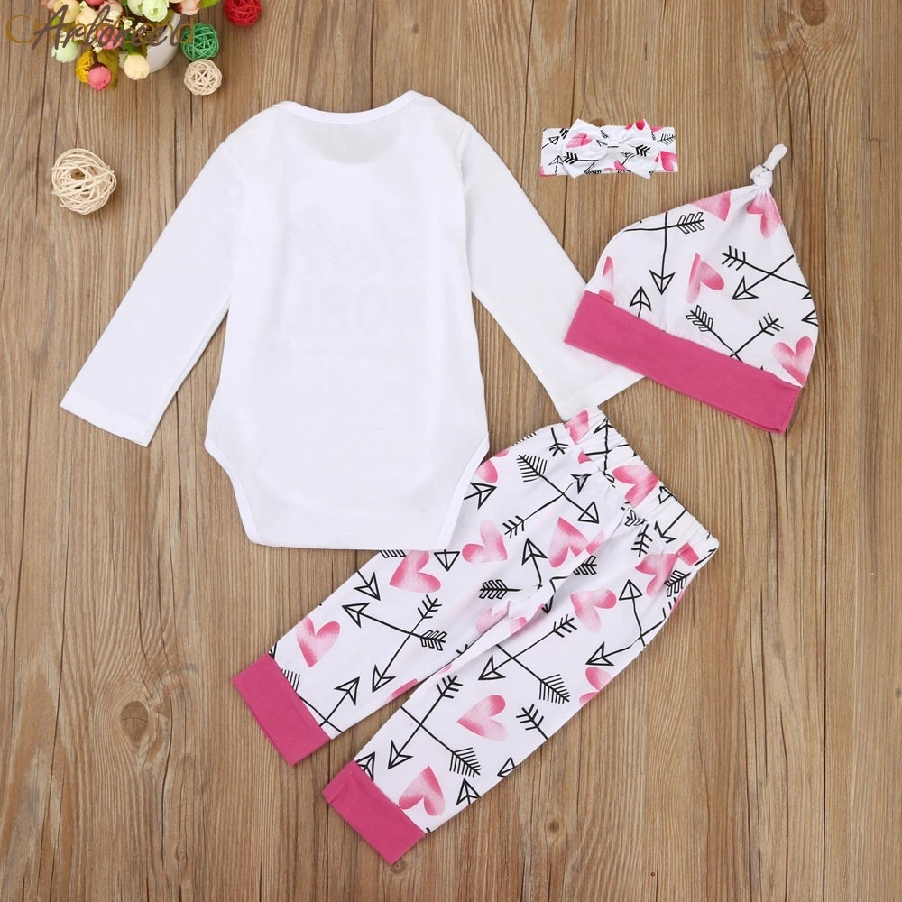 2017 fashionnewborn Одежда для маленьких девочек одежда комбинезон боди штаны шляпа