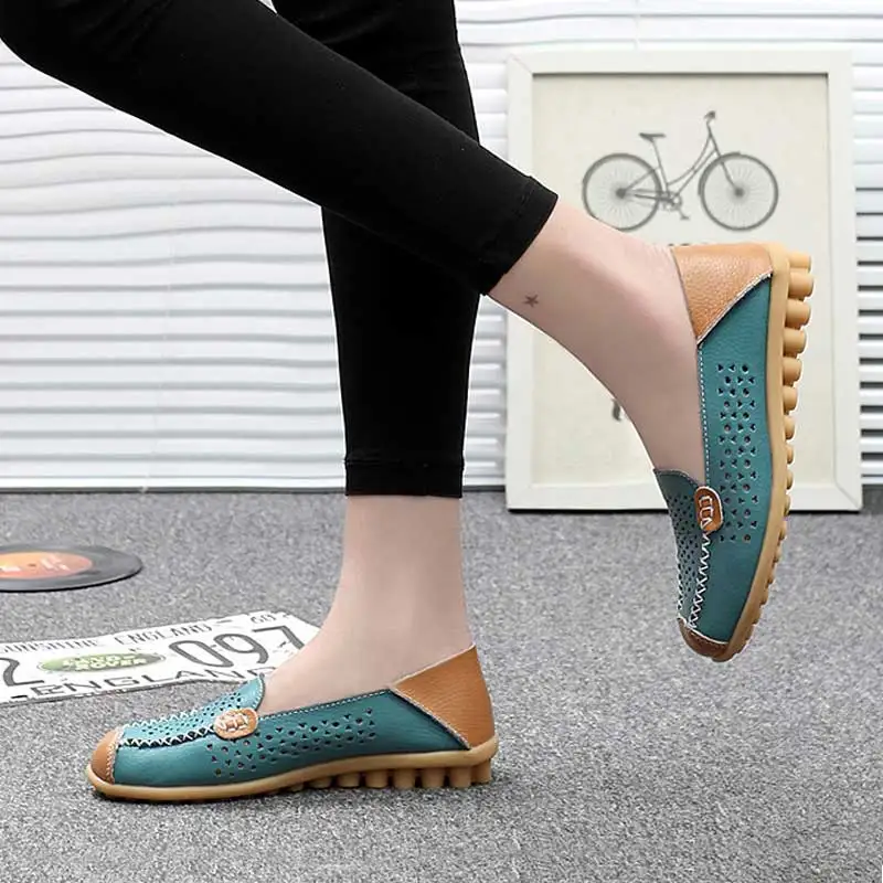 Женские балетки на плоской подошве лоферы из натуральной кожи Мокасины с