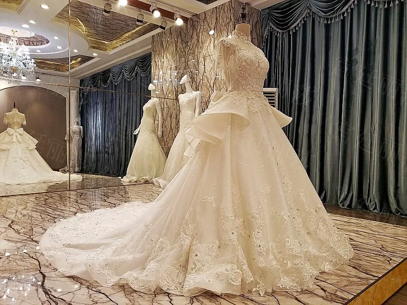 Новое поступление роскошное Vestido Para Casamento бальное платье с высоким вырезом и