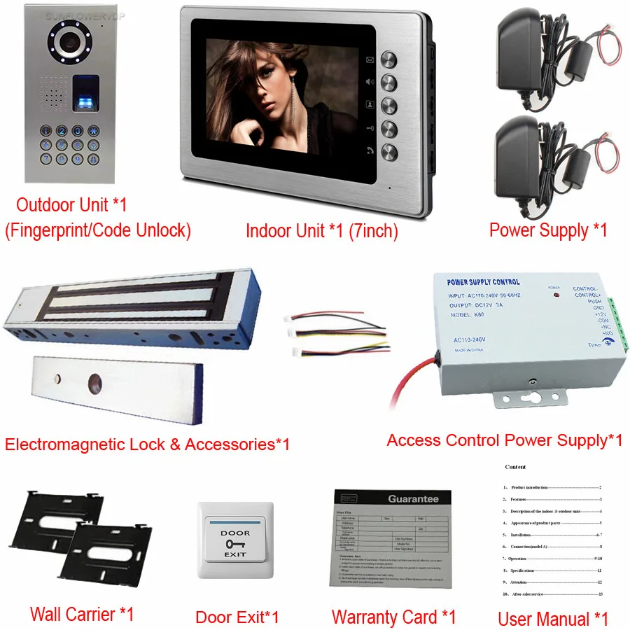 Отпечаток пальца/код видеодомофоны IP65 водонепроницаемые домофоны на передней