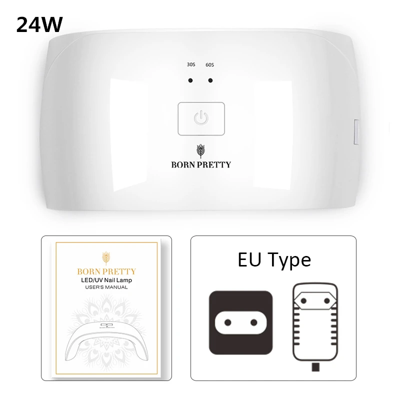 24W EU Type Сушилка для ногтей BORN PRETTY, СВЕТОДИОДНЫЙ УФ-светильник для ногтей, USB лампа для маникюра, ЖК-дисплей, сушка, Гель-лак для ногтей, инструмент для дизайна ногтей - Цвет: 24W EU Type