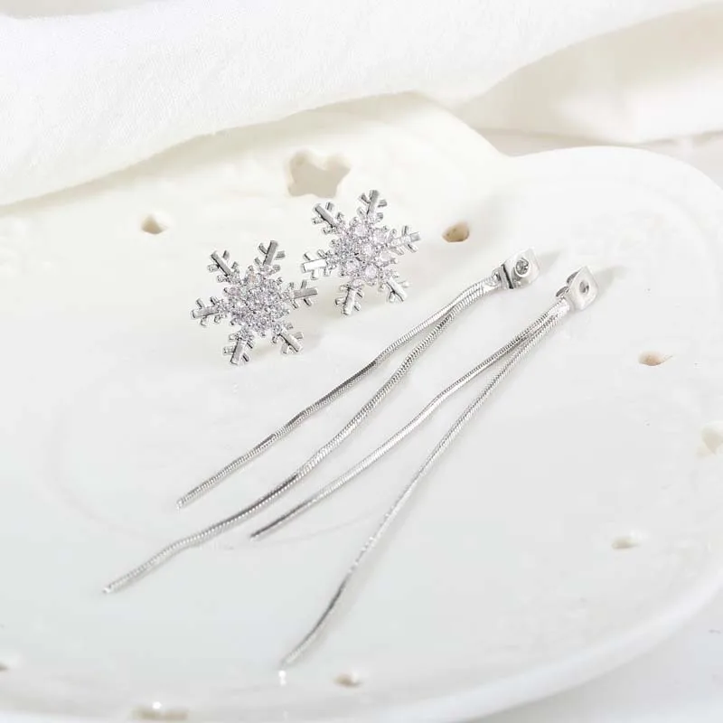 pierced Earrings JIOFREE, корейский стиль, классика, снежинка, форма, кубический цирконий, клипсы, без пирсинга, для женщин, без отверстия для ушей, клипсы для ушей - Окраска металла: pierced Earrings