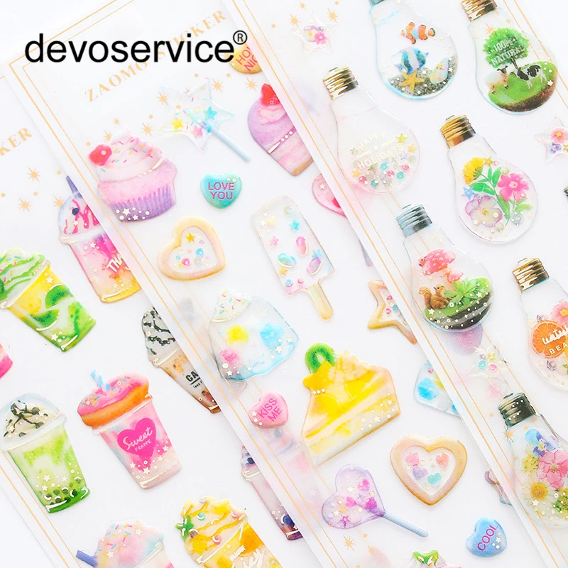 Cartoon 3D Mini PVC Sticker Decoration Fashion Kids DIY Bubble Scrapbooking Label Bullet Journal Stickers Mobile Phone | Канцтовары для