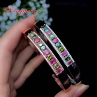 xin yi peng 925 silver plated gold inlaid natural tourmaline bracelet woman easy anniversary holiday gifts