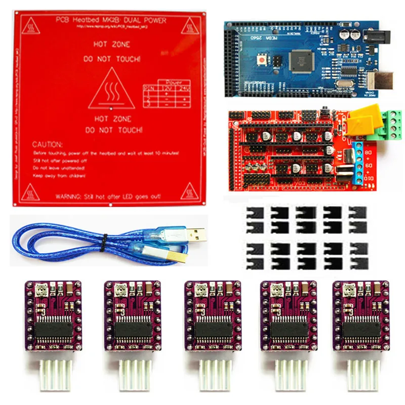 Mega 2560 R3 для arduino + контроллер RAMPS 1 4 шт. модуль шагового драйвера DRV8825 5 комплект