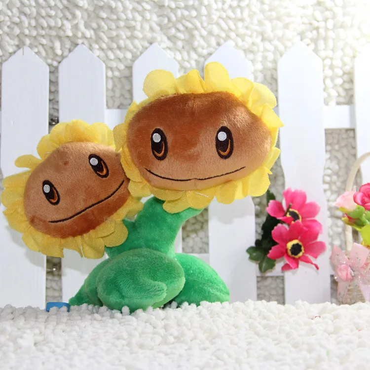 Style 2 Twin Sunflow 27 стилей Растения против Зомби Плюшевые игрушки 13-20 см PVZ Растения Подсолнух Peashooter плюшевые мягкие игрушки мягкая игрушка кукла для детей Подарки - Цвет: Style 2 Twin Sunflow