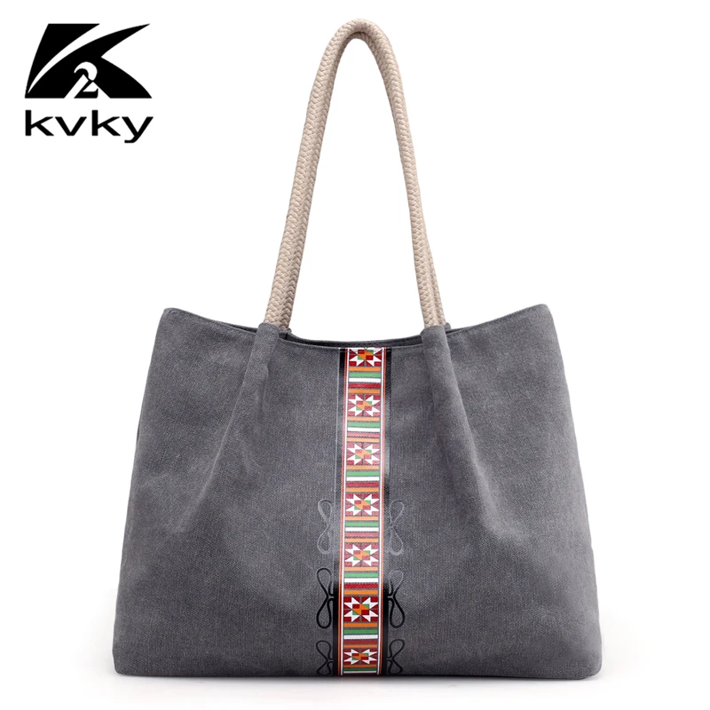 Kvky Мода 2017 г. холст Сумки на плечо Дамы Большой Ёмкость Повседневное Tote Для женщин