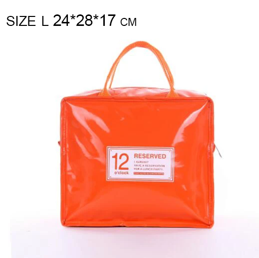 Orange size L Новые ПВХ сумки для обеда для женщин и мужчин, водонепроницаемые, сохраняющие свежесть Изолированные сумки для обеда, ручная переноска, утолщенные сумки-холодильники из оловянной фольги - Цвет: Orange size L