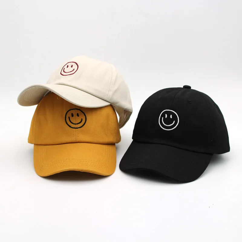 Новый стиль бейсболка шапка-бейсболка вышивка смайлик новый хлопок casquette Осенняя
