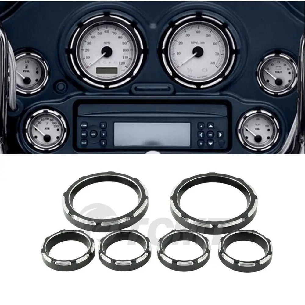 

Motorcycle 4" Speedometer 2" Gauge Bezel Kit For Harley Touring Electra Street Tri Glide 1996-2013 FLHT FLHTC FLTR Burst