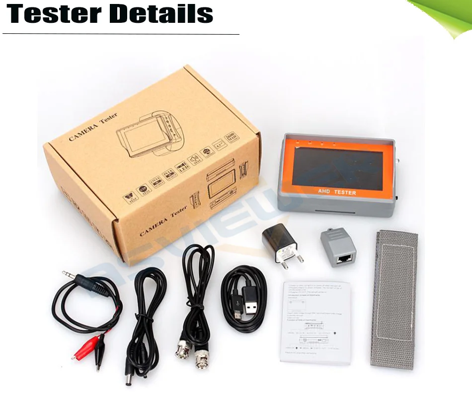 

4.3 Inch HD AHD CCTV Tester Monitor AHD 1080P Analog Camera Testing UTP Cable Tester 12V1A Output USB 5V output Audio