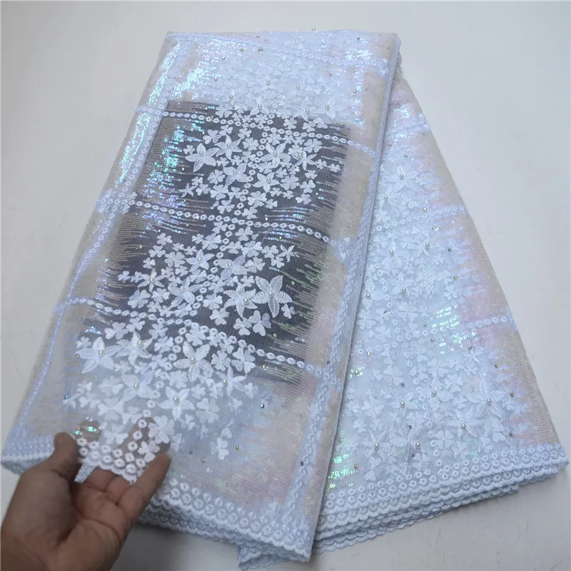 White African Lace Fabrics With Sequins And Beads French Fabric 2019 High Quality For Nigerian Women PSA310-2 | Дом и сад