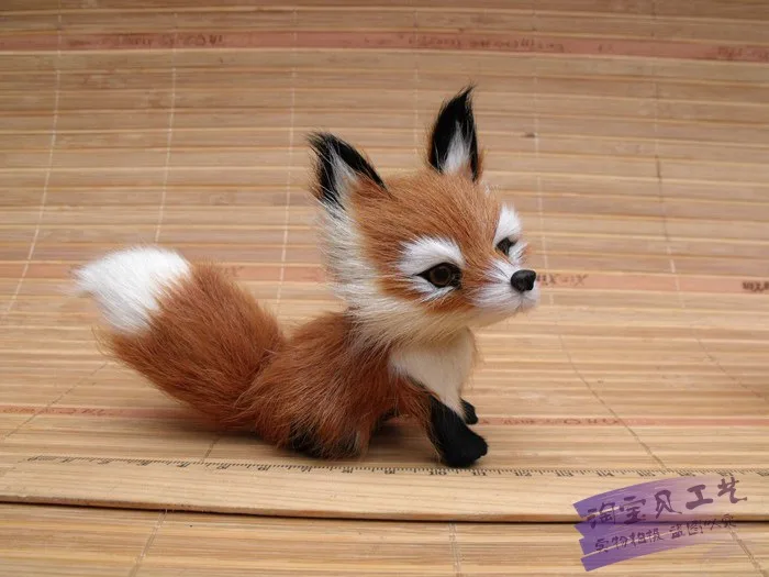 

cute small simulation fox toy polyethylene & furs light brown fox doll gift 12x5x9cm 2053