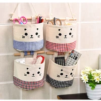 home cotton storage bag creative wardrobe hang bag wall pouch cosmetic toys organize pockets stationery contain for room ghmy