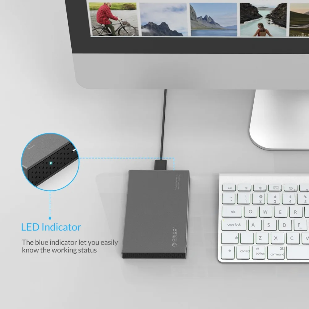 Чехол для жесткого диска ORICO из алюминиевого сплава USB3.1 Gen2 2,5 ''type-C с поддержкой 7 мм и 9,5 мм с кабелем 50 см C-C