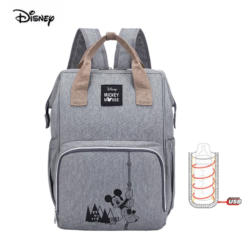 Disney новая сумка для мам, сумка для подгузников, сумка для мам, USB бутылка с подогревом, сумка на плечо, большая емкость, сумка для подгузников, рюкзак для беременных женщин, рюкзак для путешествий