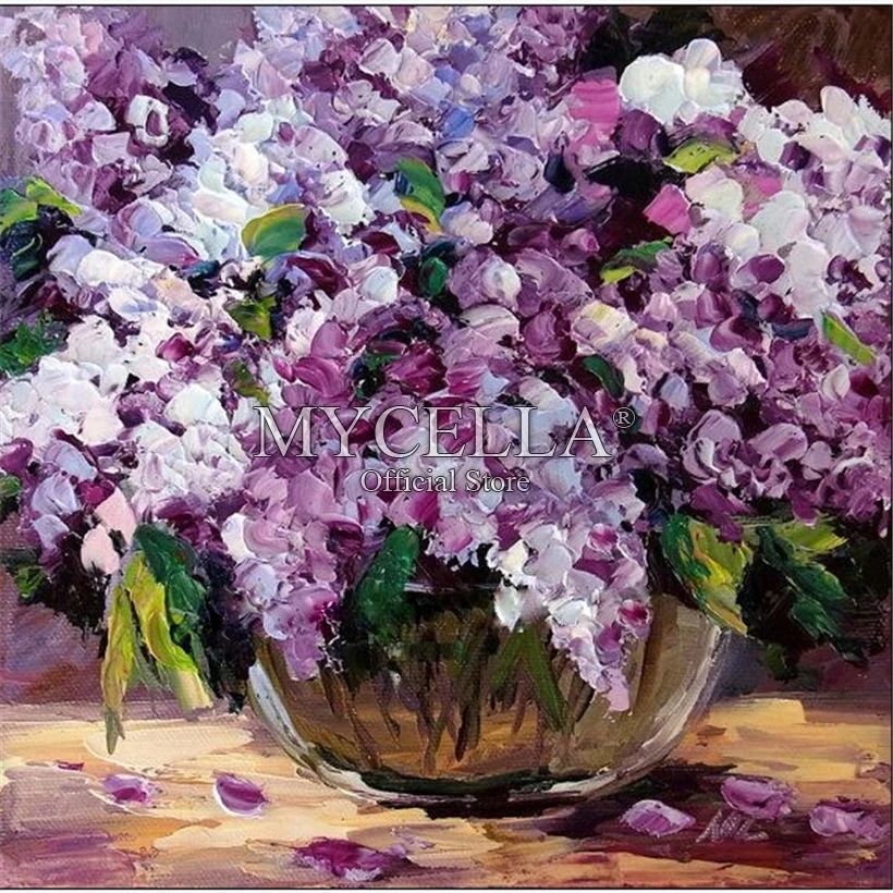 

Flowers Needlework 5D DIY Diamond Painting Cross Stitch Full Round Rhinestone Lavender Diamond Embroidery Home Decor Mosaic