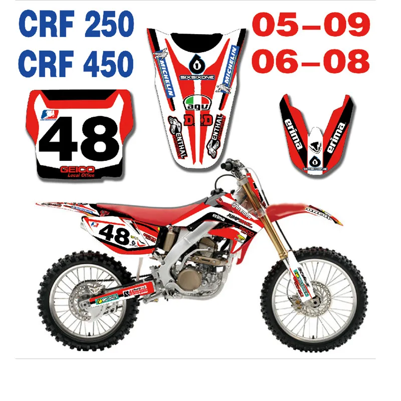 Наклейка на мотоцикл наклейка Графический с Фоны для Honda CRF250 2005 2006 2007 2008 2009 CRF 450 06 07