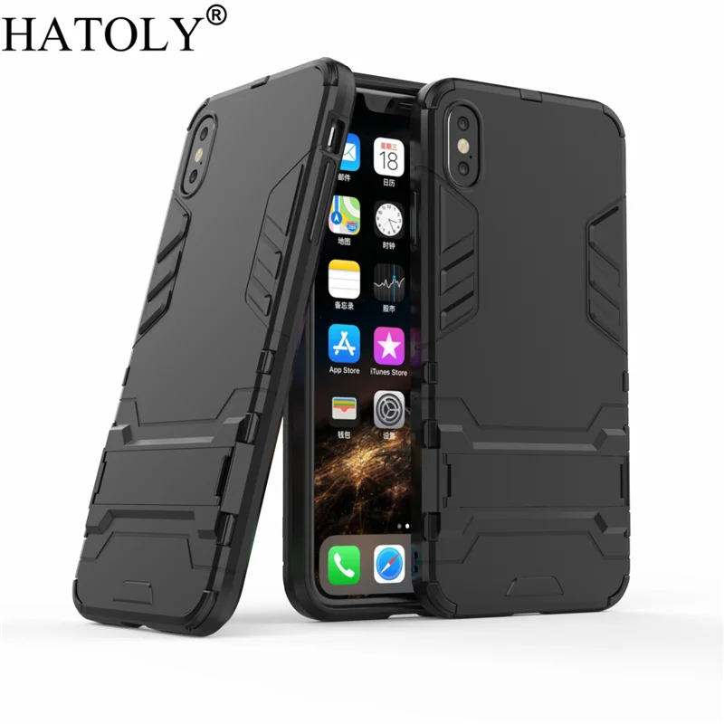 Чехол HATOLY для iPhone XS Max противоударный силиконовый чехол с роботом Твердый на