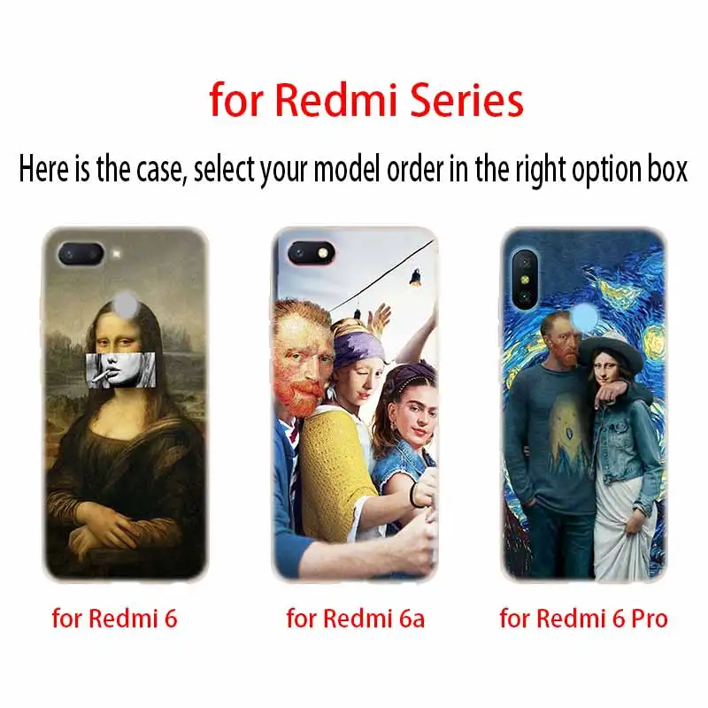 Прозрачный силиконовый чехол с забавным рисунком Ван Гога Мона Лизы для Xiaomi Redmi