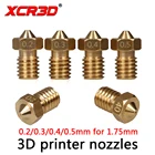 XCR3D 4 шт.Los высокоточная латунная насадка 0,20,30,40,5 мм для V5 V6 J-Hend Hotend 1,75 мм Запчасти для 3D-принтера Reprap i3