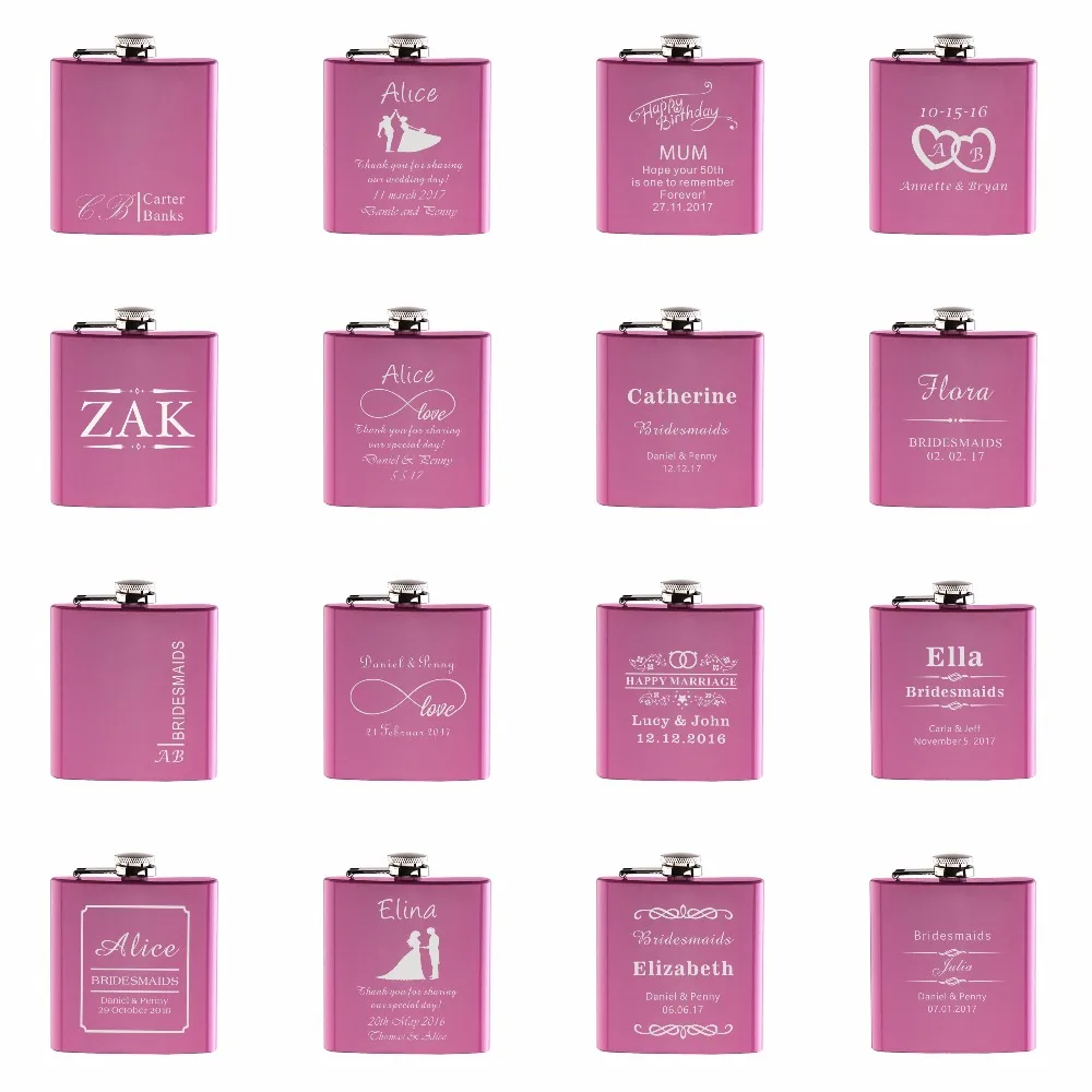 1 шт. розовая фляжка с гравировкой 6 унций|pink hip flask|flasks stainless steelhip flask |