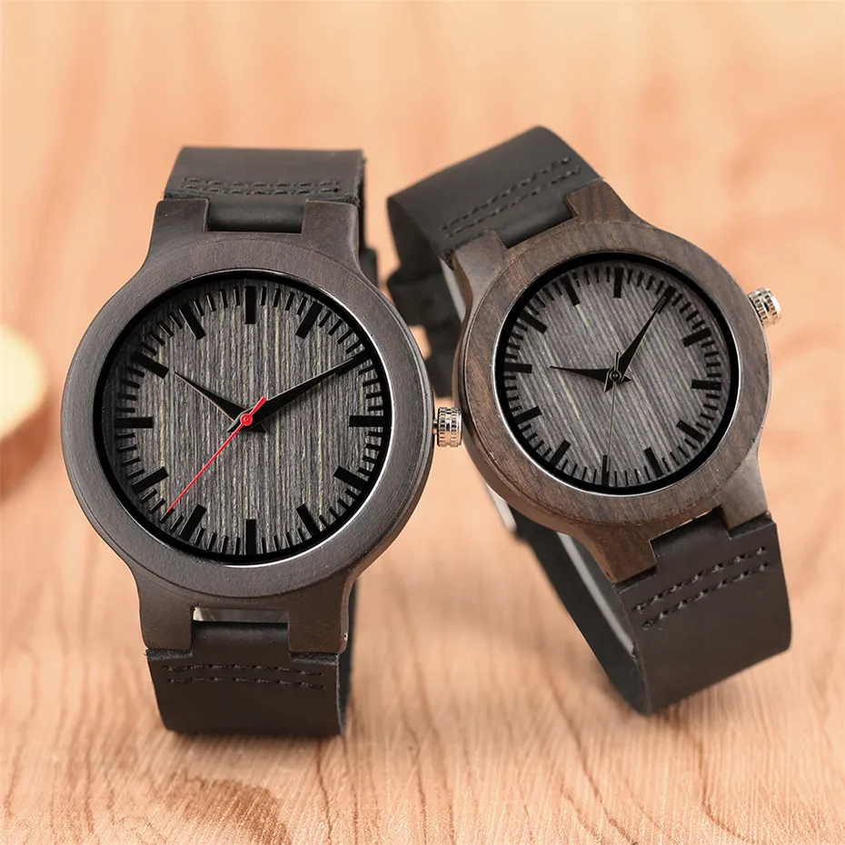 

Simple Dial Bamboo Wood Watch Men Leather Band Women Watches Quartz Fashion Lovers Couple Clock Gift reloj mujer erkek kol saate