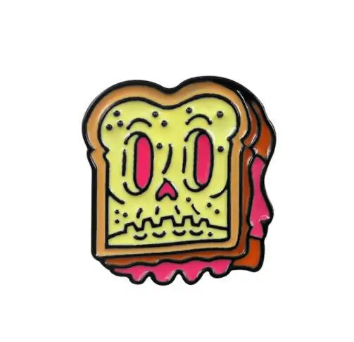 Toast Значки с героями мультфильмов Скелет значки с изображением еды забавные шпильки эмаль Pin ювелирные изделия для хот-догов тостов пицца пончики броши для Для женщин рюкзак со значком - Окраска металла: Toast