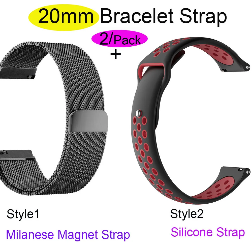Для Xiaomi Amazfit GTS браслет ремешок для часов Amazfit Bip ремешок для часов Amazfit GTR 42 мм Миланская нержавеющая сталь 20 мм силиконовый ремешок