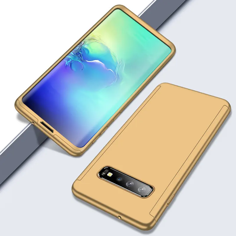 Золотой 360 Полное покрытие чехол для samsung Galaxy S10 S9 S8 плюс S7 S6 край S10E Жесткий ПК Защитный чехол для Galaxy A70 A50 A40 A30 A20 A10 - Цвет: Золотой