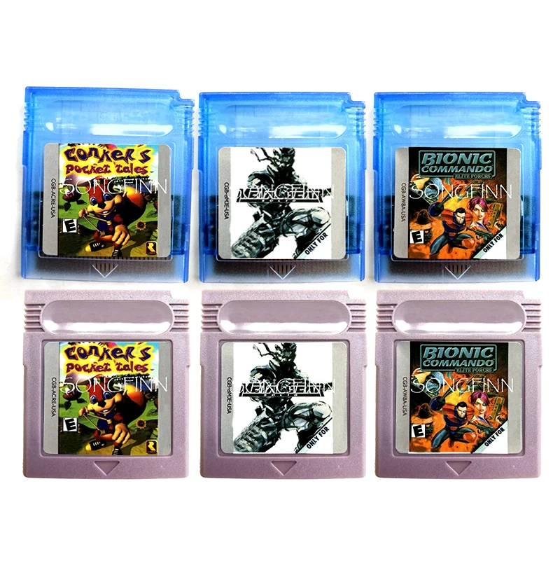 

Metal Gear Solid Conker's Pocket Tales Bionic Commando Memory Cartridge for 16 Bit Handheld Video Game Console Card Accessories