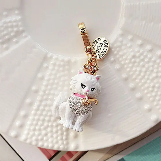 Модный брелок для женщин браслет ожерелье с белым котом|small charms|cat charmcharm fashion |