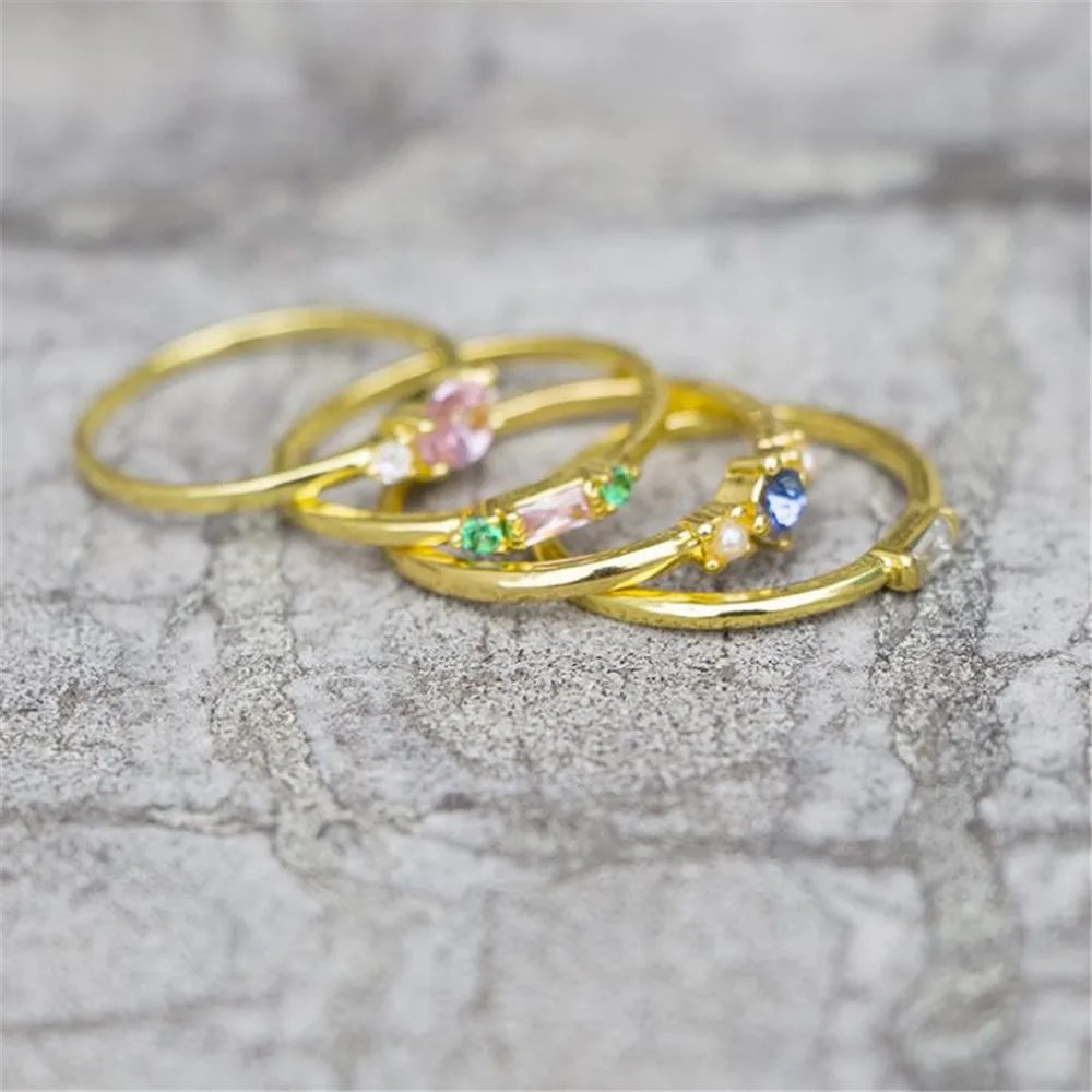 2019 для мужчин и женщин геометрических колец 4 шт./компл. кубического циркония