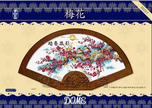 

Gold Collection Counted Cross Stitch Kit Plum Blossom and Bird Birds Flower Flowers Fan dome