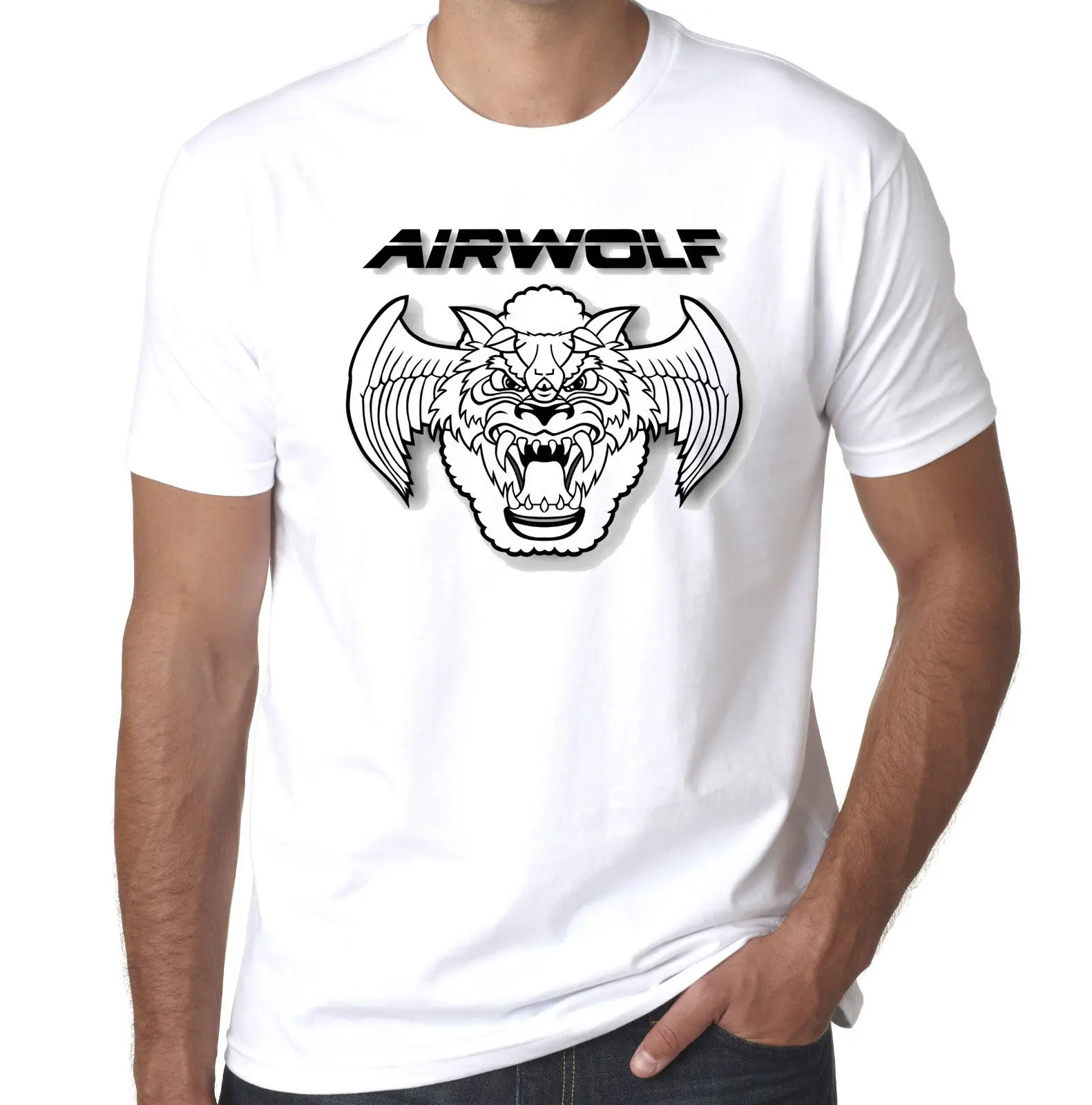 Airwolf 80 s ТВ вертолет ретро 100% хлопок мужская футболка с принтом Новые футболки