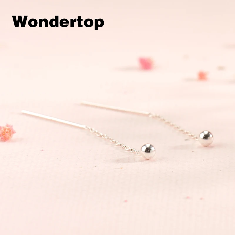 Wondertop оригинальный S925 Серебряный шар bead Threader падение висячие серьги для 2017 Для