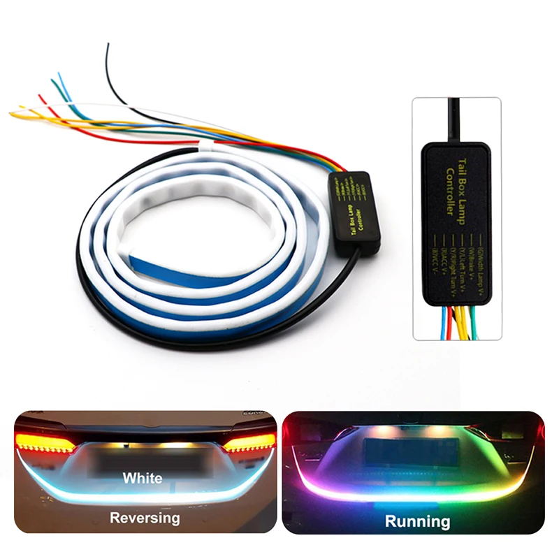 

12V LED Strip Light For Car Trunk RGB 5050 120cm 60 LEDs IP68 Auto Styling Flowing Rear Turn Signal Lights Brake Reversing Lamp