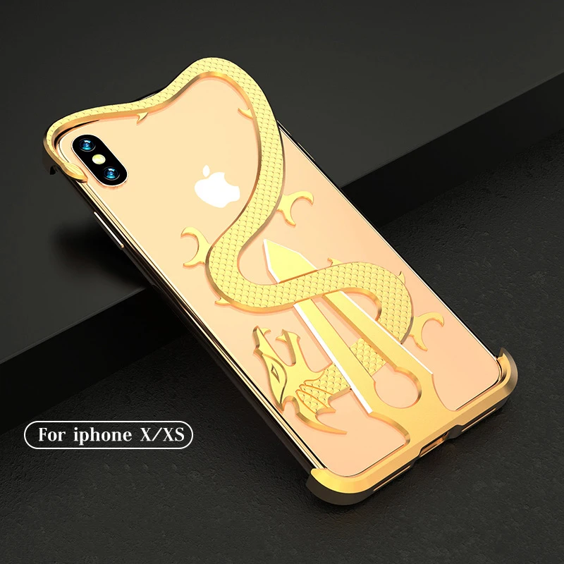 Китайский дракон алюминиевый защитный противоударный чехол для iPhone XR XS металлическая рамка Бампер для iPhone Xs Max меч Дракон 2 в 1