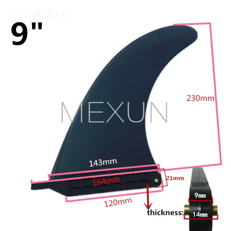 Ласты для серфинга FCS Dolphin 9 &quotLongboard Fin Черный Новый 70% нейлон + 30%