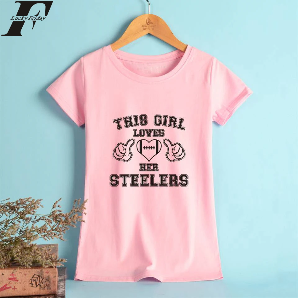 Футболка с надписью Love Her Steelers 100% хлопок футболка коротким рукавом топы футболки