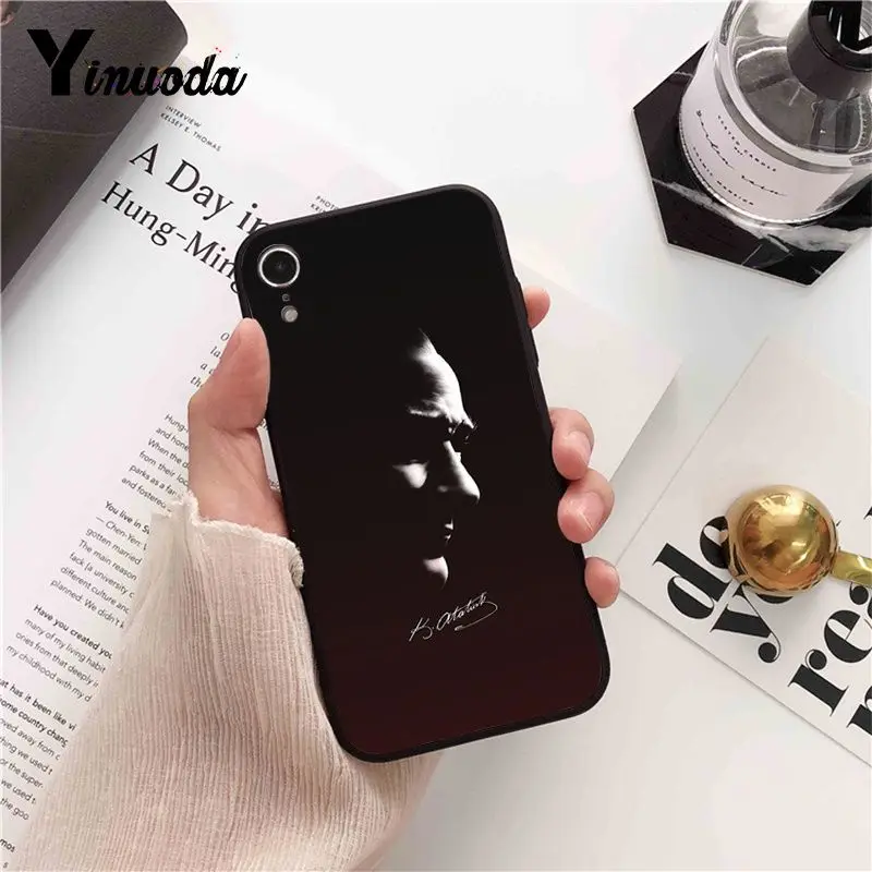 Yinuoda Турция Мустафа Kemal Ataturk ТПУ мягкий силиконовый черный чехол для iPhone 8 7 6 s плюс 5 5S SE XR X XS MAX Coque в виде ракушки