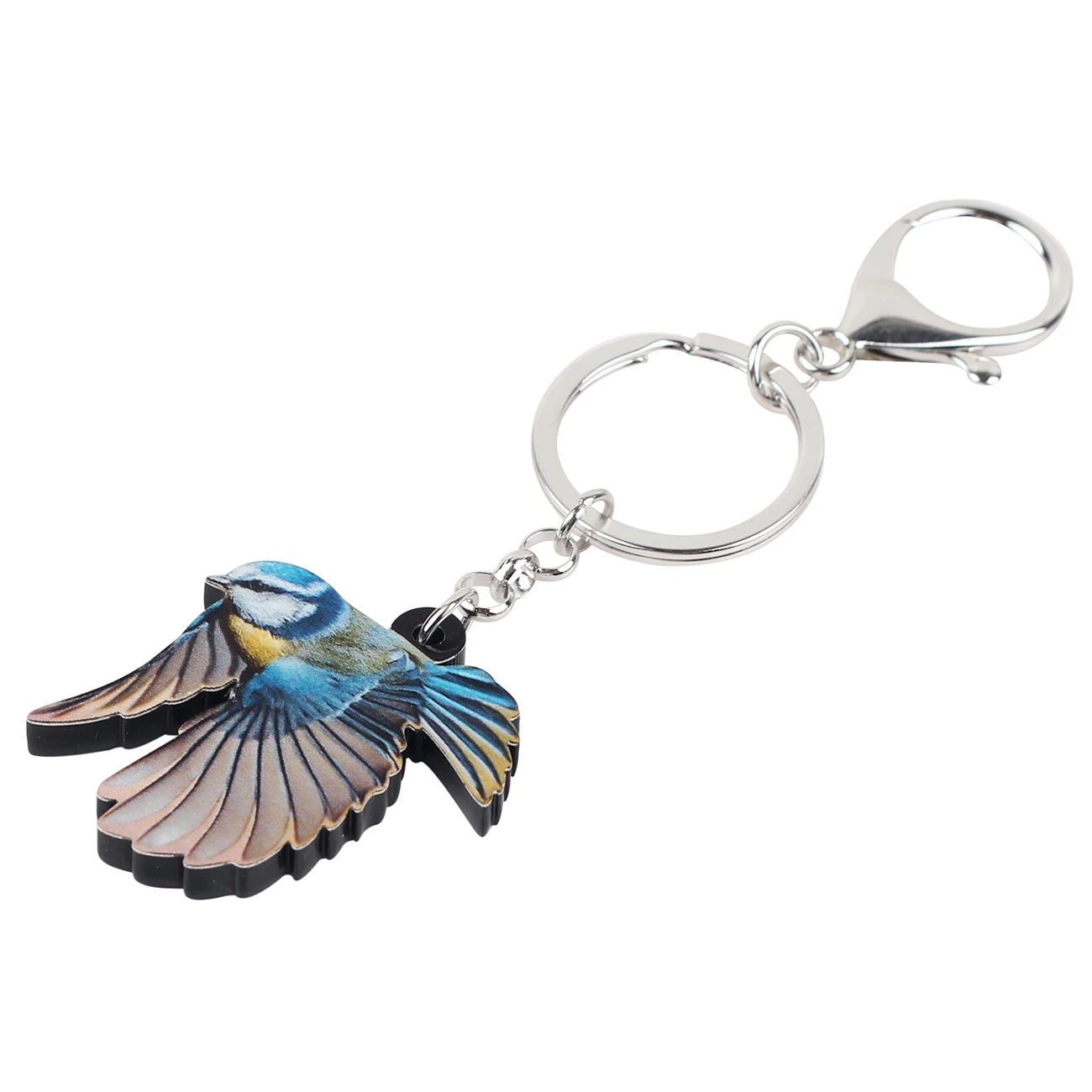 Bonsny Acrylic Sweet Blue Tit Bird Key Chain Keychains Ring Holder Unique Animal Gift Jewelry For Women Girls Bag Car Charms New