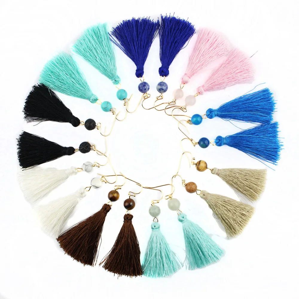 Модные богемные шелковые висячие серьги с кисточками для женщин уникальный