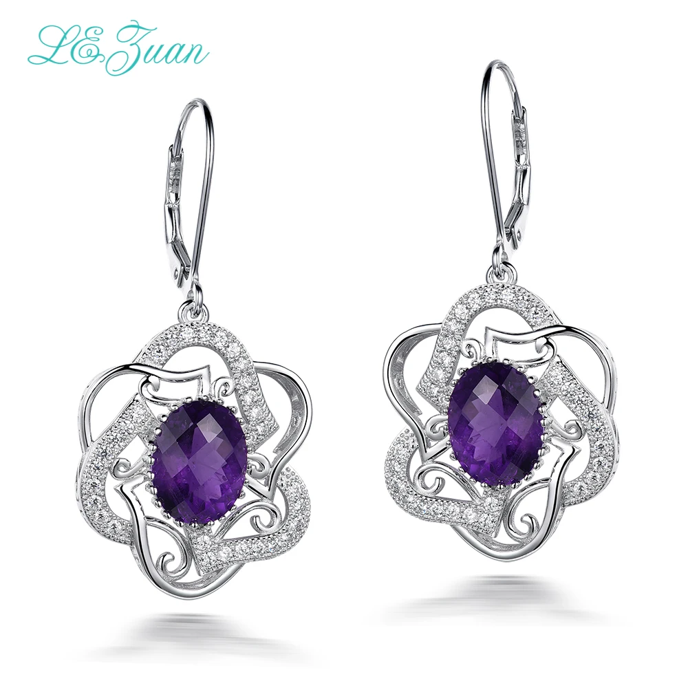L & zuan 925 пробы Серебряный Натуральный 5ct Аметист Фиолетовый кварц круглая капля
