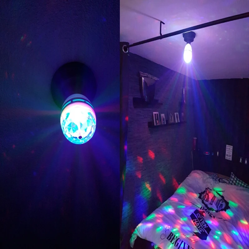 Светодиодная лампа E27 6 Вт RGB с автоматическим вращением магическим шариком|light