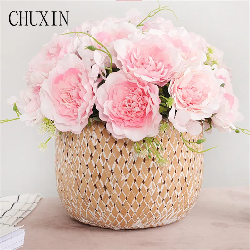 Diy handmade home decoration simulation 5 head camellia wedding road guide layout props peony fake flowers Valentine's Day gift | Дом и