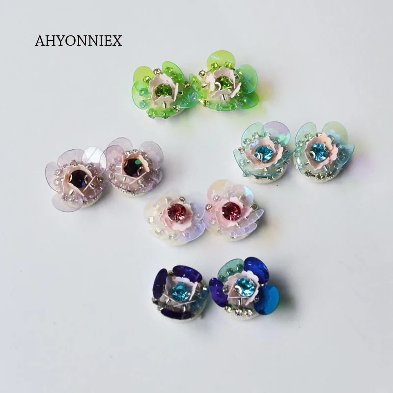 AHYONNIEX 10 шт. маленькие цветочные патч бусы со стразами нашивка аппликации Пришить бисером аппликация Блестками одежда, обувь, сумки DIY