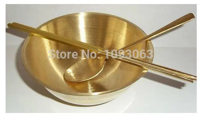 Набор из чистой латуни меди чаши ложки палочки для еды столовые приборы